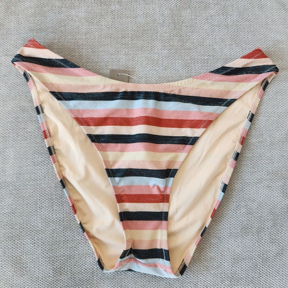 J.Crew Medium Multi Striped Sparkle Bikini Bottom NWT